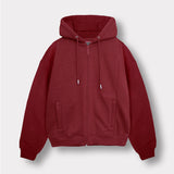 REGULAR ZIP UP HOODIE - Burgundy
