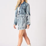 3 - In - 1 DENIM DRESS DETACHABLE SLEEVE JACKET & SKIRT - BLUE - JMOJO - Women's Denim Dresses detachable