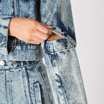3 - In - 1 DENIM DRESS DETACHABLE SLEEVE JACKET & SKIRT - BLUE - JMOJO - Women's Denim Dresses detachable