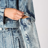 3 - In - 1 DENIM DRESS DETACHABLE SLEEVE JACKET & SKIRT - BLUE - JMOJO - Women's Denim Dresses detachable