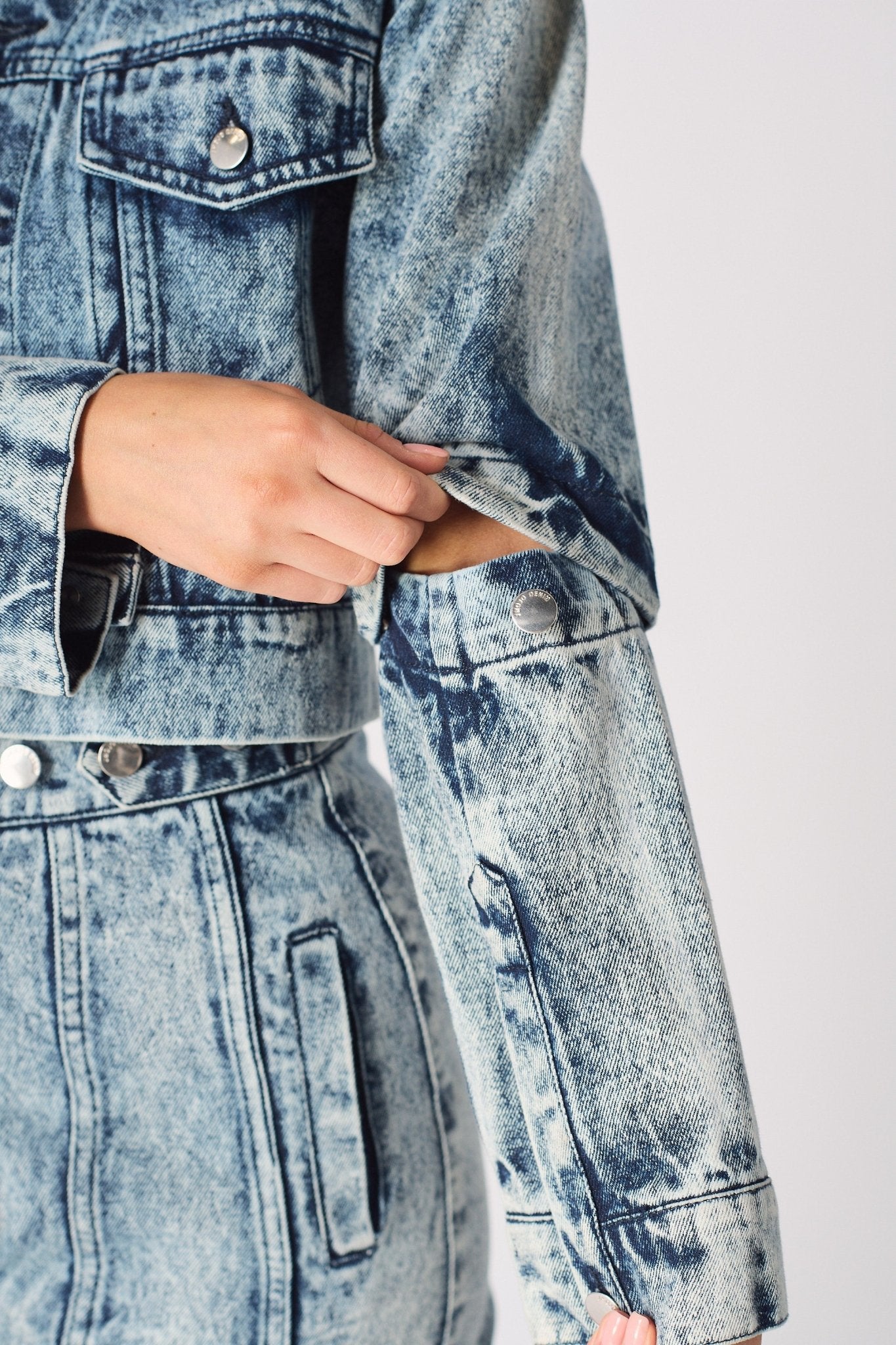 3 - In - 1 DENIM DRESS DETACHABLE SLEEVE JACKET & SKIRT - BLUE - JMOJO - Women's Denim Dresses detachable