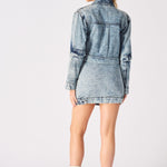 3 - In - 1 DENIM DRESS DETACHABLE SLEEVE JACKET & SKIRT - BLUE - JMOJO - Women's Denim Dresses detachable