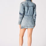 3 - In - 1 DENIM DRESS DETACHABLE SLEEVE JACKET & SKIRT - BLUE - JMOJO - Women's Denim Dresses detachable