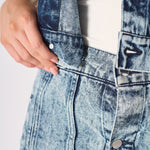 3 - In - 1 DENIM DRESS DETACHABLE SLEEVE JACKET & SKIRT - BLUE - JMOJO - Women's Denim Dresses detachable