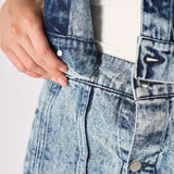 3 - In - 1 DENIM DRESS DETACHABLE SLEEVE JACKET & SKIRT - BLUE - JMOJO - Women's Denim Dresses detachable