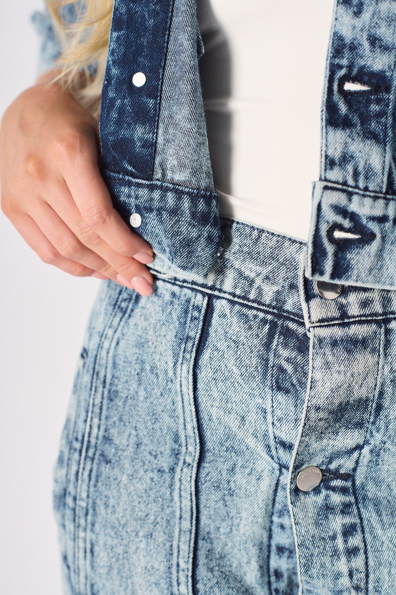 3 - In - 1 DENIM DRESS DETACHABLE SLEEVE JACKET & SKIRT - BLUE - JMOJO - Women's Denim Dresses detachable