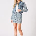 3 - In - 1 DENIM DRESS DETACHABLE SLEEVE JACKET & SKIRT - BLUE - JMOJO - Women's Denim Dresses detachable
