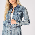 3 - In - 1 DENIM DRESS DETACHABLE SLEEVE JACKET & SKIRT - BLUE - JMOJO - Women's Denim Dresses detachable