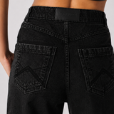 Floressa High Waisted Straight Leg Cargo Jeans  - Black