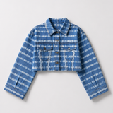 Isolde Tie Dye Cropped Wide Sleeve Denim Jacket - Blue