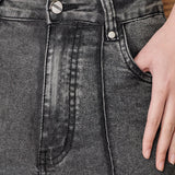 Horizon Pintuck Fit & Flare Jeans - Acid Grey