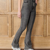 Horizon Pintuck Fit & Flare Jeans - Acid Grey