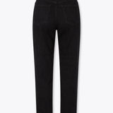 Evora High Rise Frayed Hem Straight Leg Jeans - Black