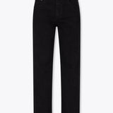 Evora High Rise Frayed Hem Straight Leg Jeans - Black