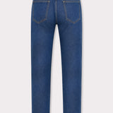 Babine High Waisted Turn Up Straight Leg Jeans - Mid Blue