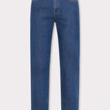 Babine High Waisted Turn Up Straight Leg Jeans - Mid Blue