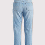 Azmira High Waisted Turn Up Straight Leg Jeans - Light Blue Wash