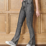 Horizon Pintuck Fit & Flare Jeans - Acid Grey