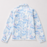 Alba Marble Printed Denim Jacket - Blue