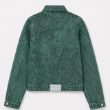 Sunset Acid Wash Oversized Denim Jacket - Dark Green