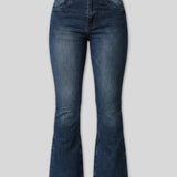 Seraphi High Waisted Fitted Bootcut Jeans - Mid Blue
