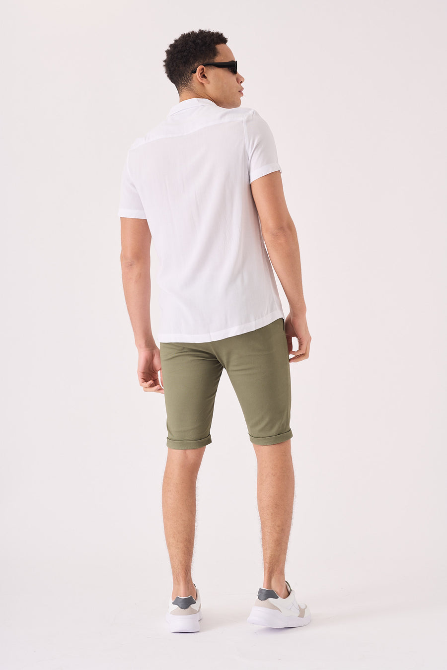 ALSTON Stretch Slim Fit Chino Shorts - Khaki -  Men's Chino Shorts