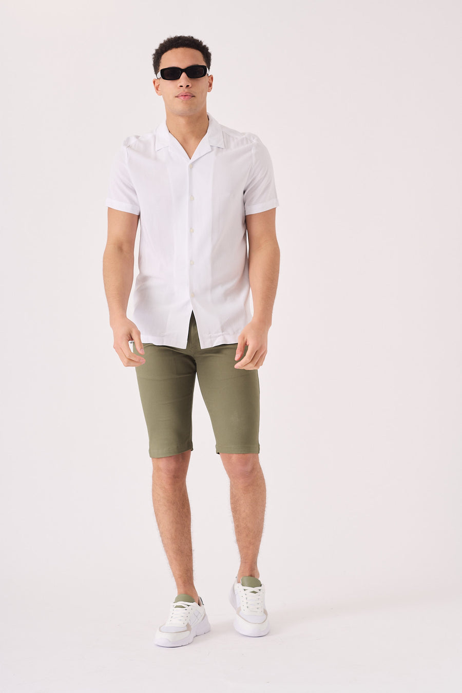 ALSTON Stretch Slim Fit Chino Shorts - Khaki -  Men's Chino Shorts