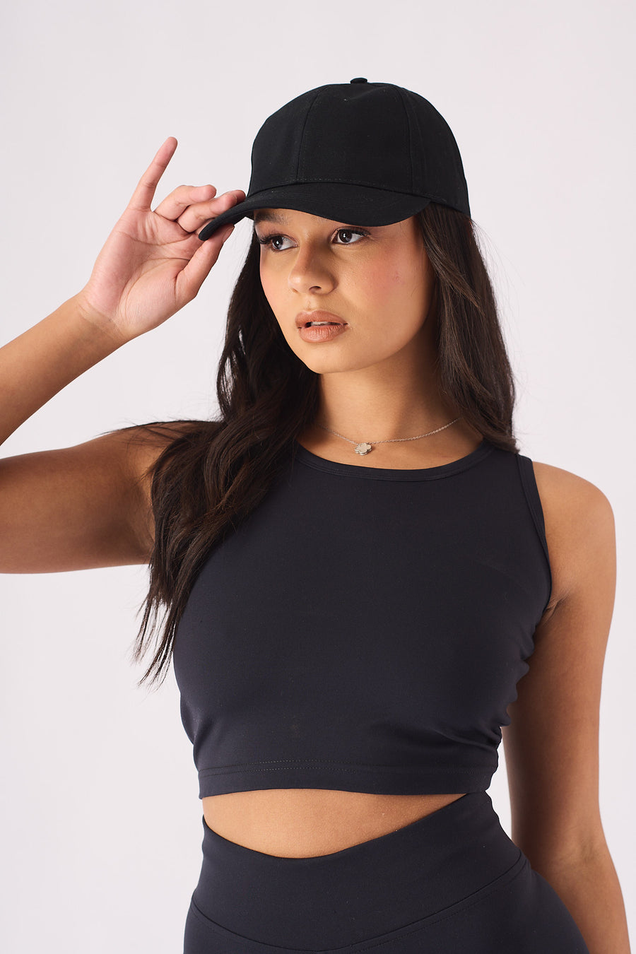ATHLEISURE RACER NECK CROP TOP - BLACK -  Women's Athleisure Crop Top