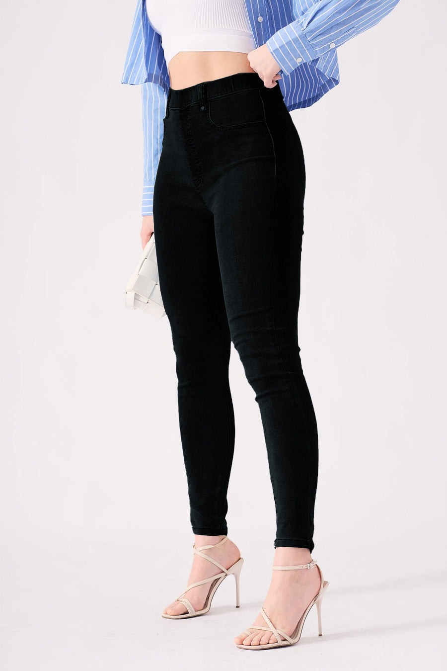 HIGH WAISTED SKINNY JEANS - BLACK