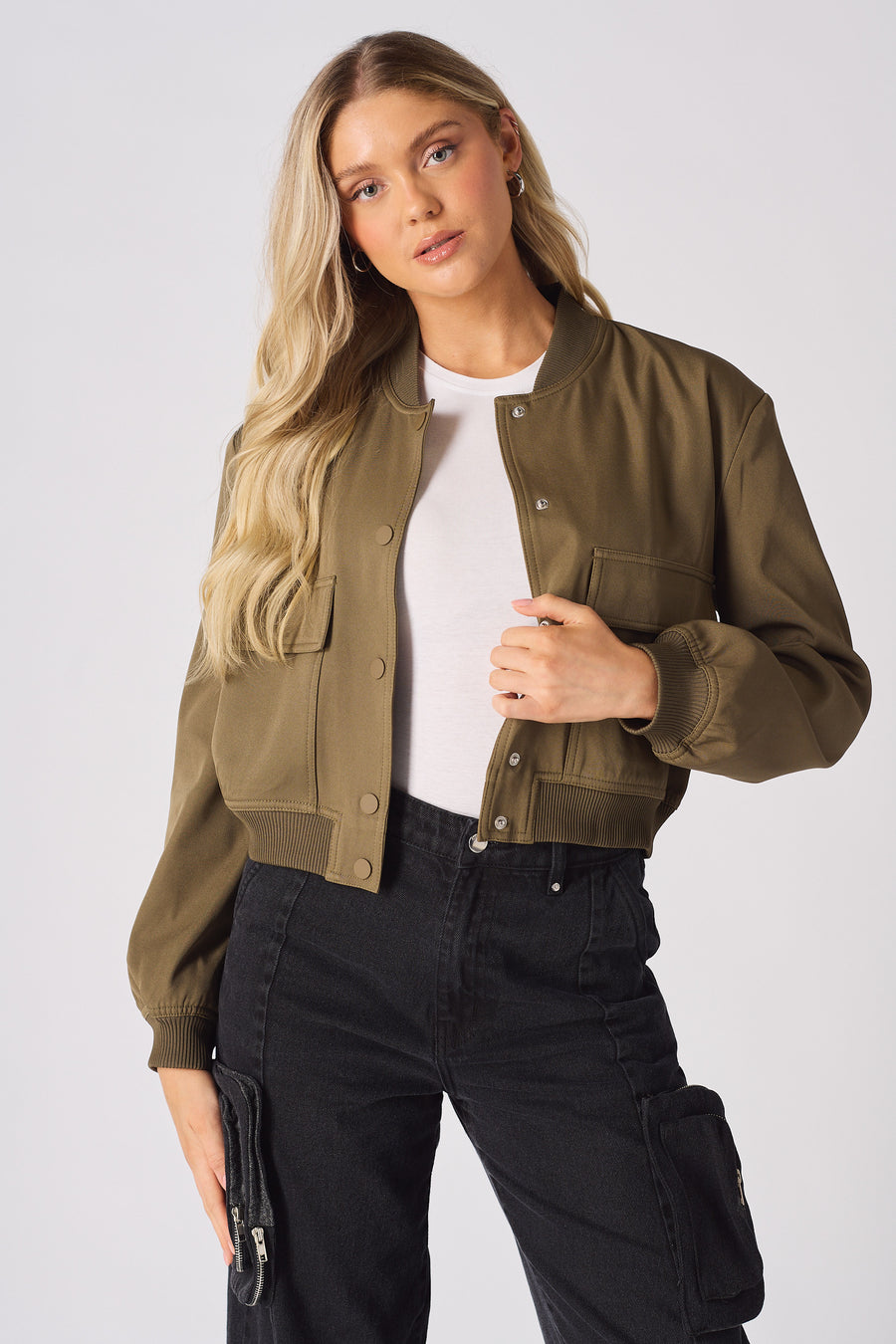 BOMBER JACKET - KHAKI -  Women's Bomber Jackets