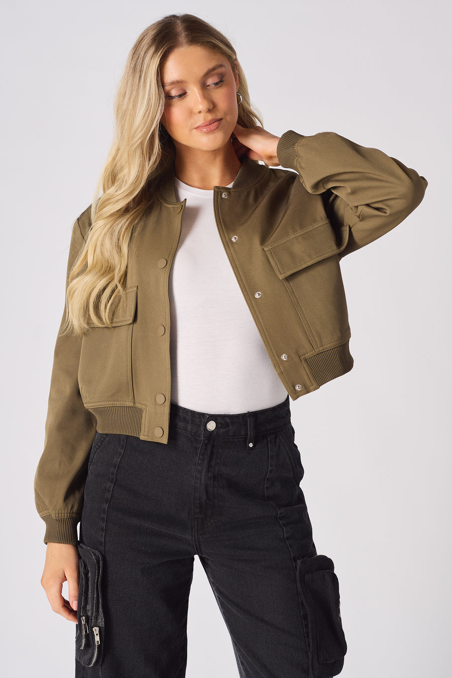 BOMBER JACKET - KHAKI -  Women's Bomber Jackets