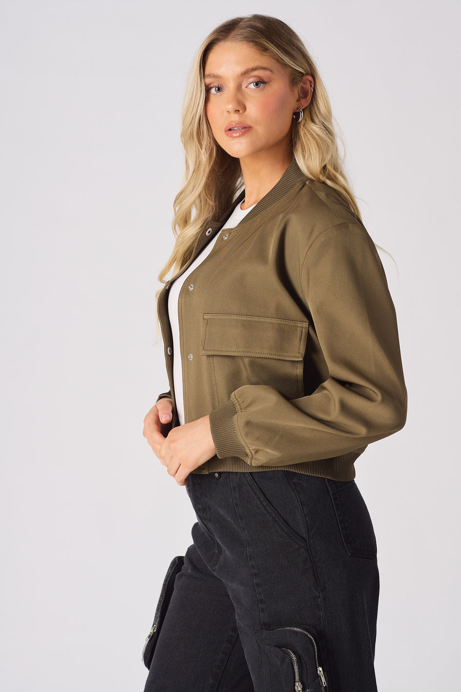 BOMBER JACKET - KHAKI -  Women's Bomber Jackets
