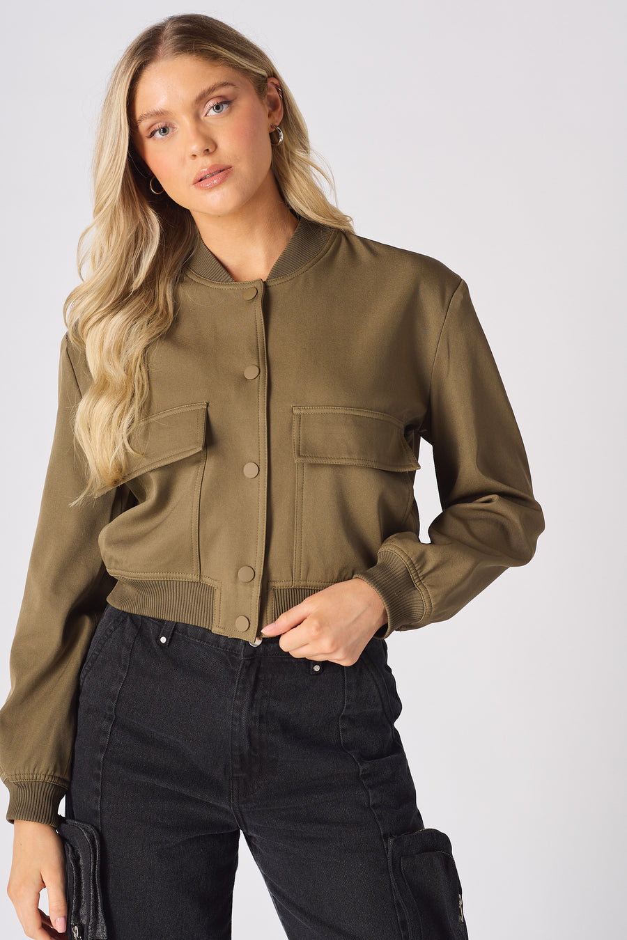 BOMBER JACKET - KHAKI -  Women's Bomber Jackets