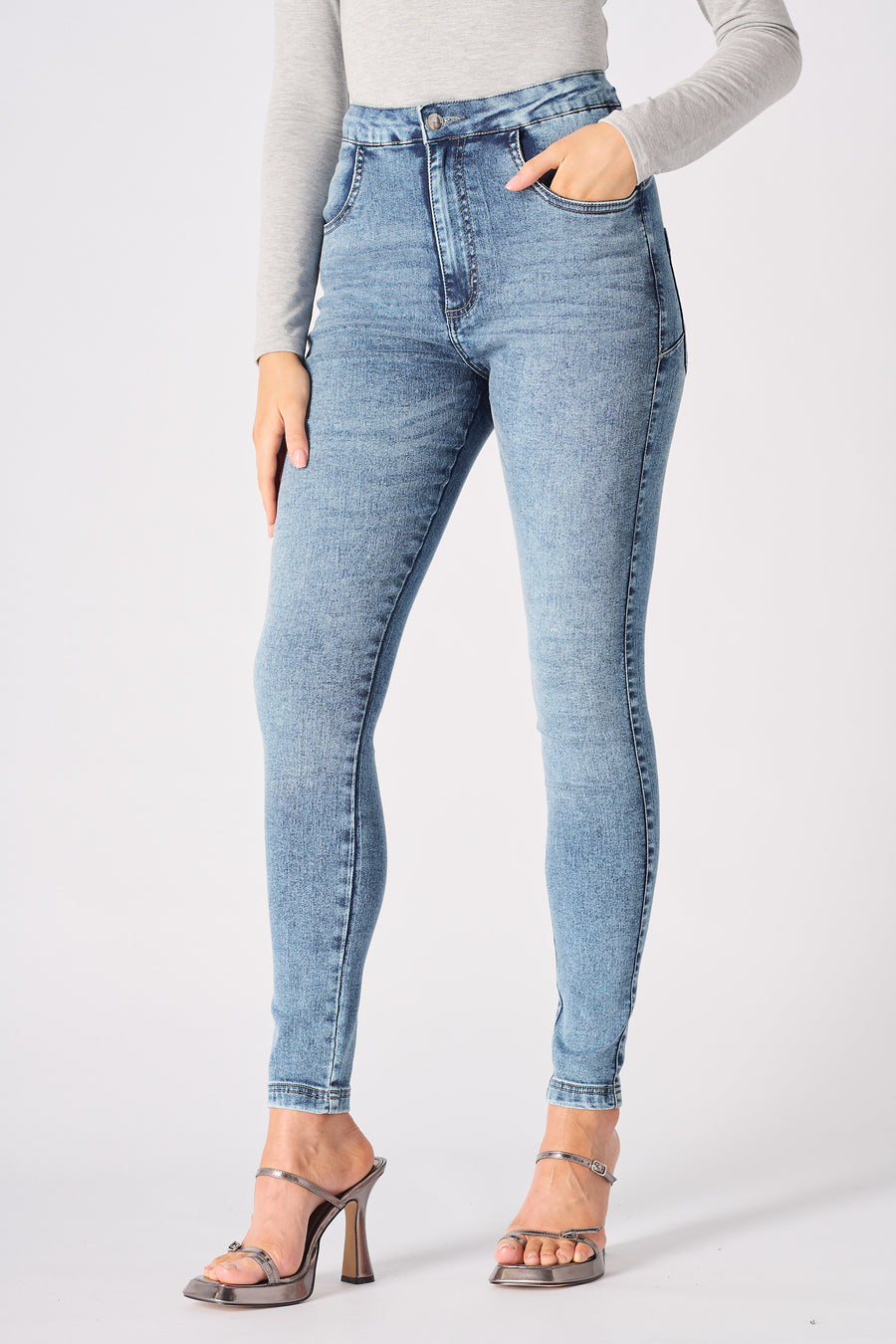 Booni Sculpt High Rise Stretch Skinny Jeans - Light Blue -  Women's Skinny Jeans