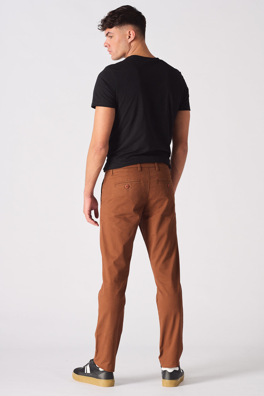 CORBIN Stretch Slim Fit Chino Pants - Rust Brown -  Men's Chino Trousers