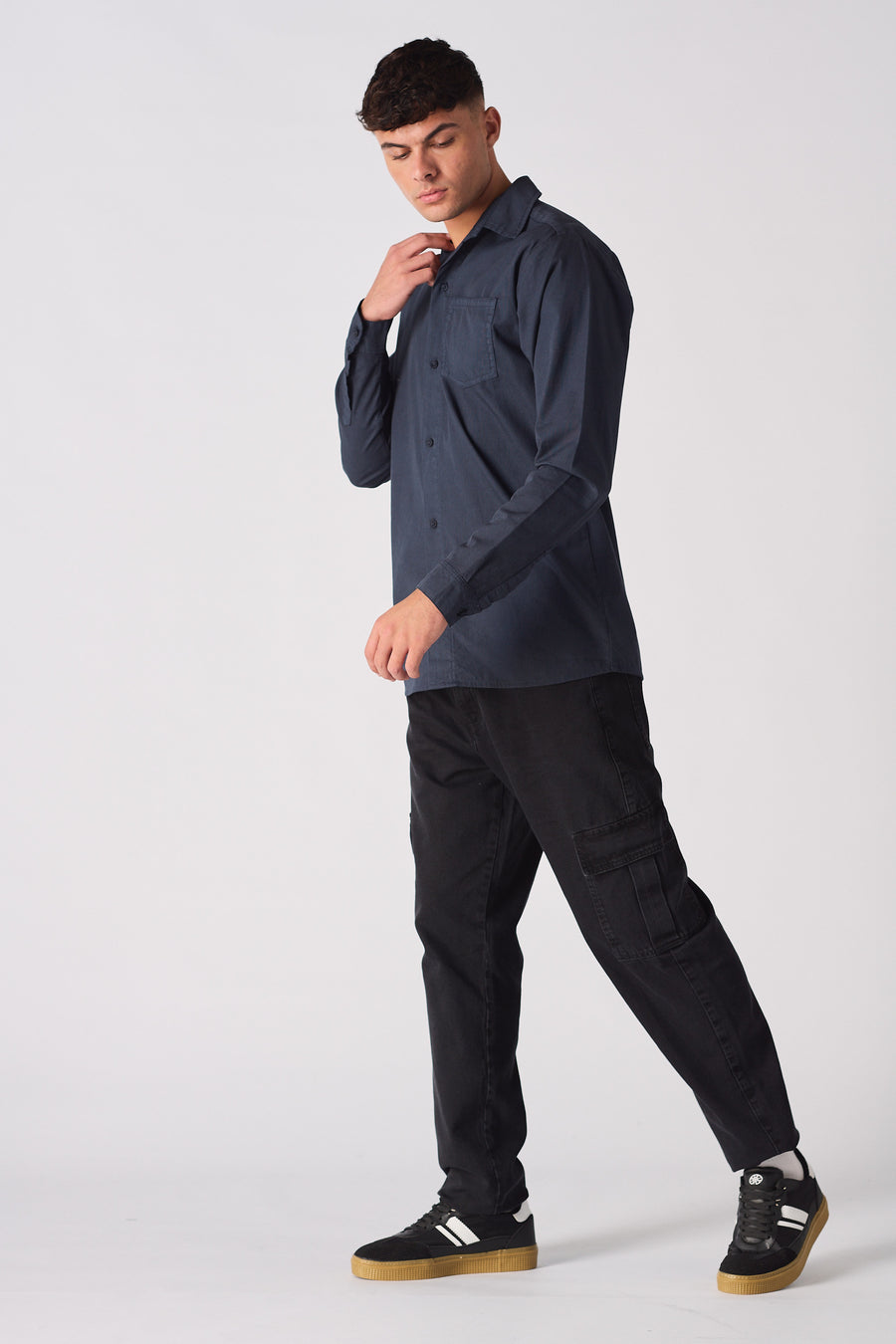 COTTON SHIRT - NAVY BLUE -  Men's cotton shirts