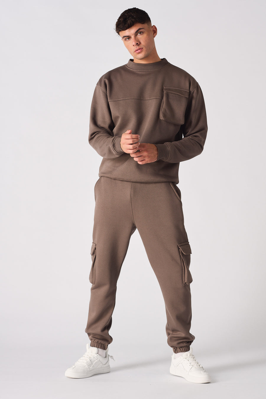 CREW NECK SWEATSHIRT - BROWN -  Men's Sweatshirts