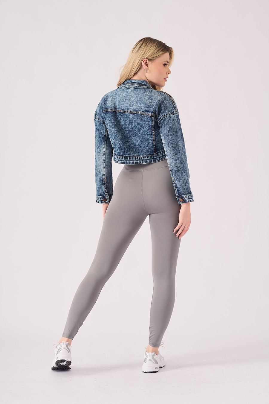 CROPPED DENIM JACKET - BLUE -  Women's Cropped Denim Jackets