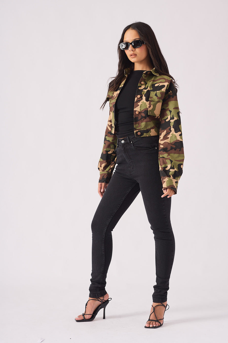 CROPPED DENIM JACKET - CAMO -  Women's Cropped Denim Jackets