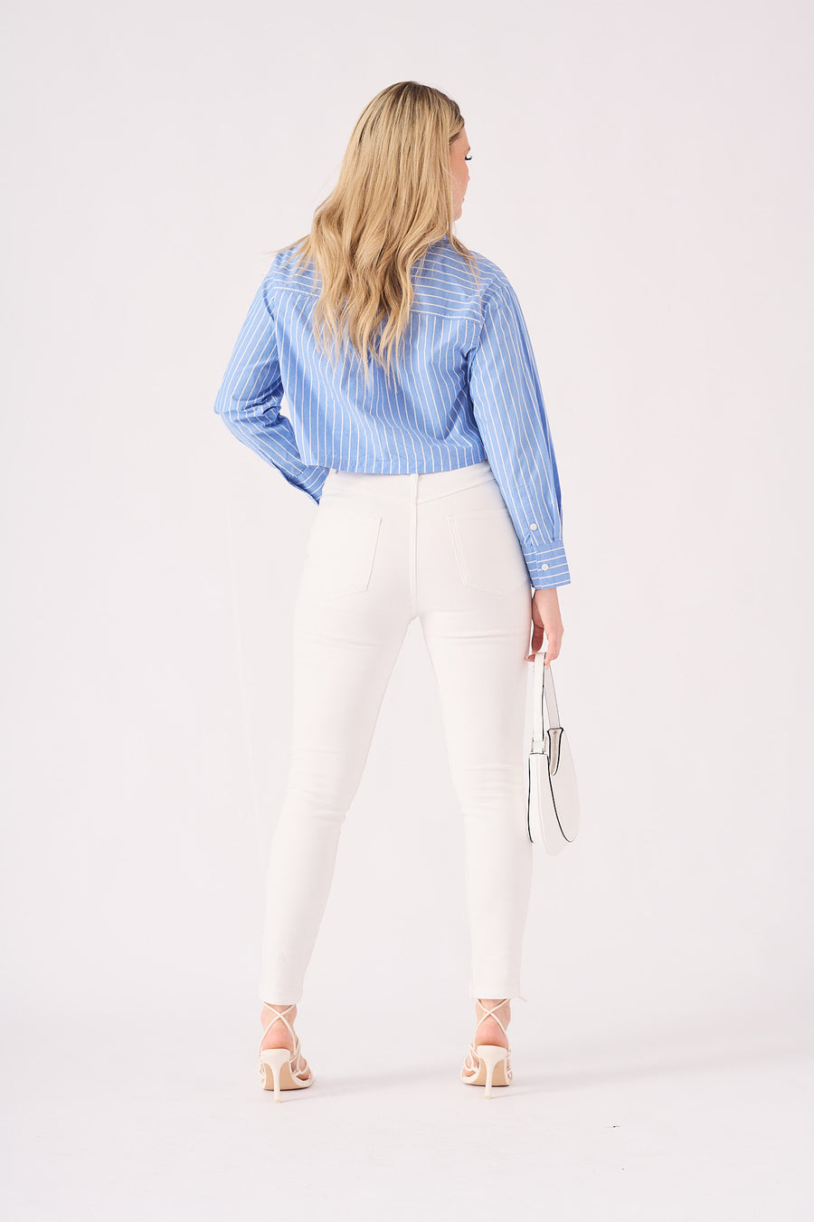 Ceci High Rise Cotton Denim Skinny Jeans - White -  Women's Skinny Jeans