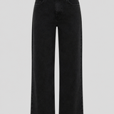Evora High Rise Straight Leg Frayed Hem Jeans - Black Wash