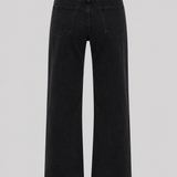 Evora High Rise Straight Leg Frayed Hem Jeans - Black Wash