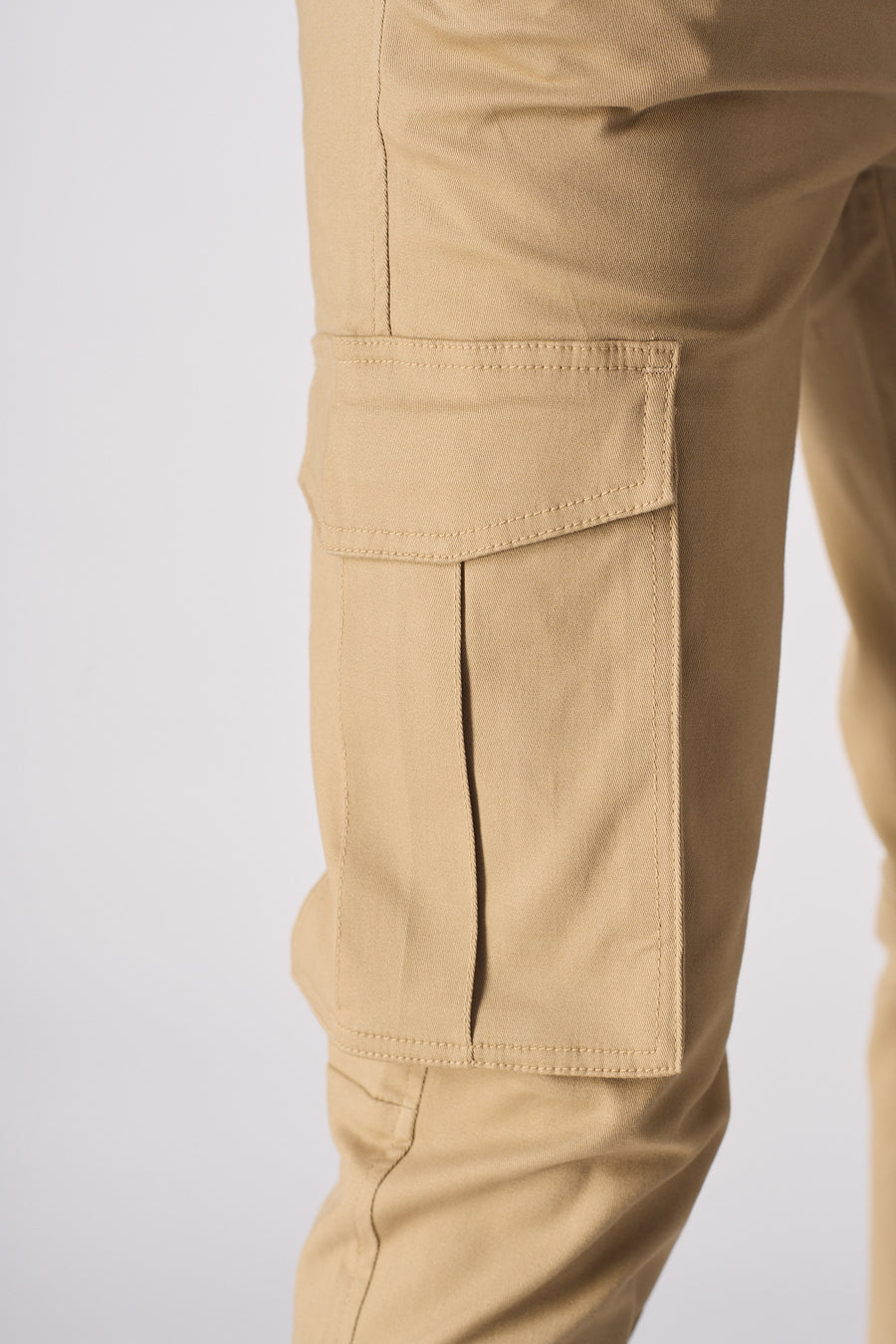 DALTON Slim Fit Stretch Cargo Chino Pants - Beige -  Men's Chino cargo Trousers