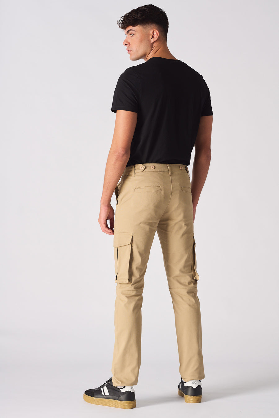 DALTON Slim Fit Stretch Cargo Chino Pants - Beige -  Men's Chino cargo Trousers
