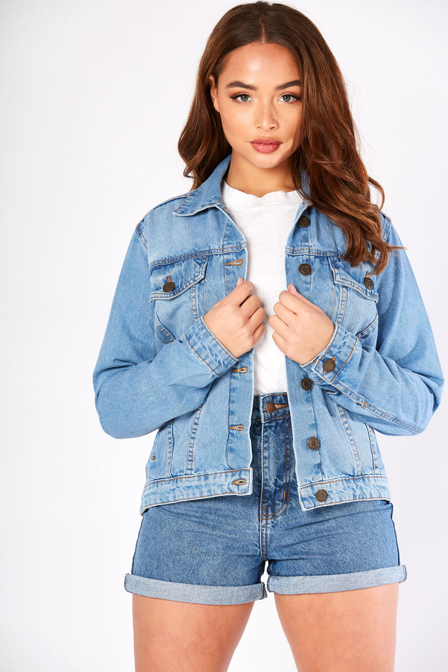 DENIM TRUCKER JACKET - LIGHT BLUE -  Women's Denim Jackets
