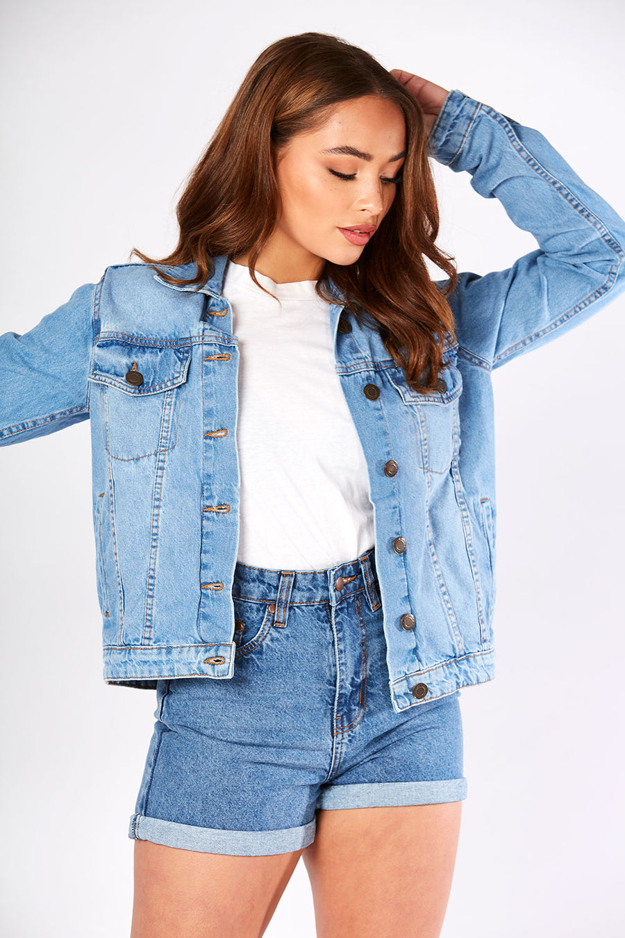 DENIM TRUCKER JACKET - LIGHT BLUE -  Women's Denim Jackets