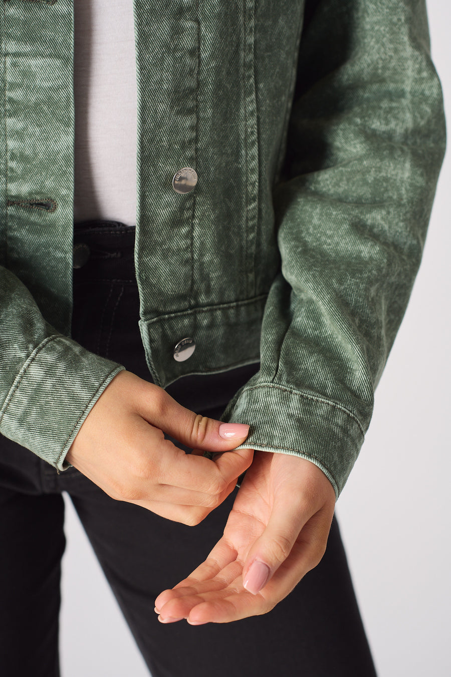 DENIM TRUCKER JACKET - PEARL GREEN -  Women's Denim Jackets