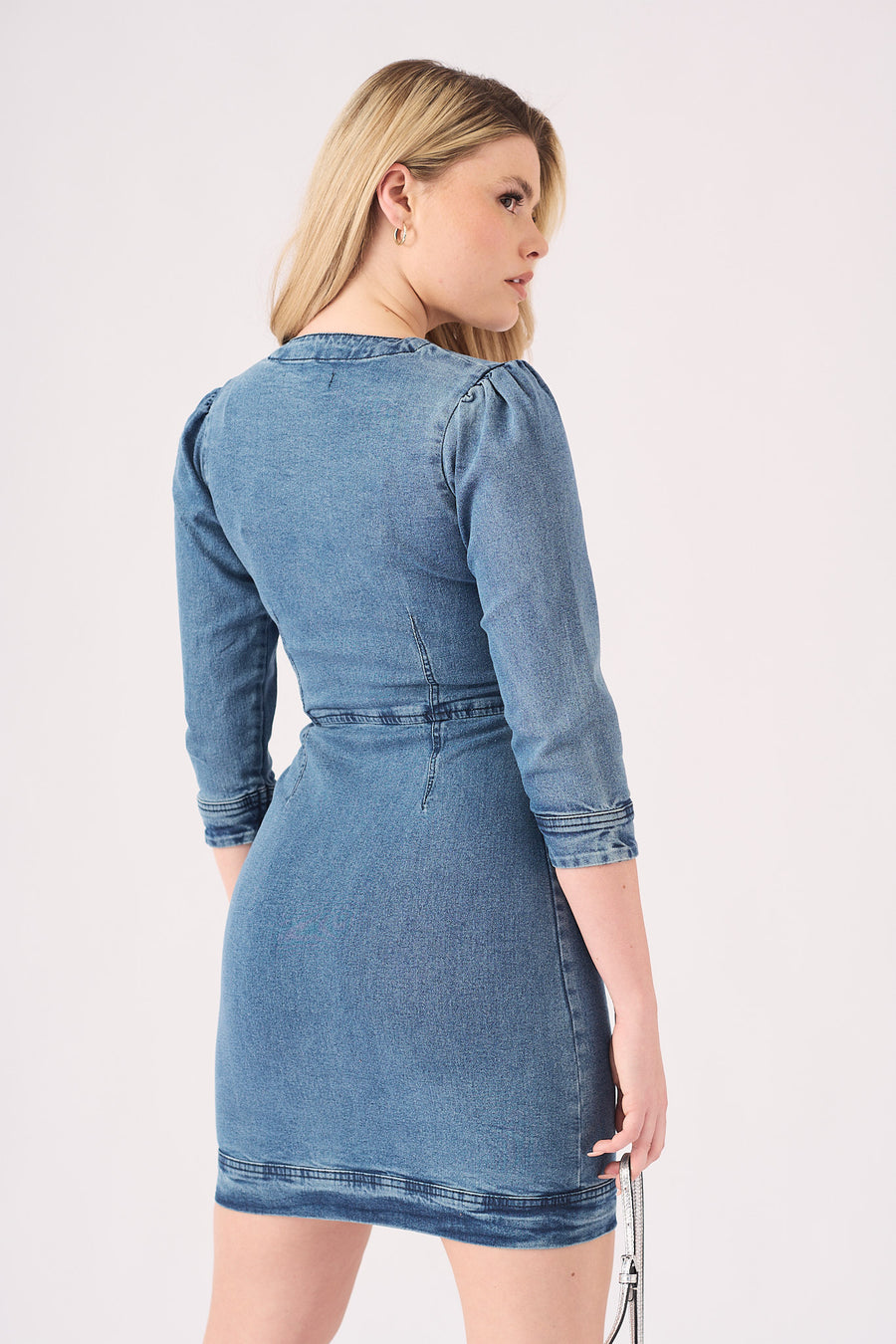 DENIM ZIP UP DRESS - BLUE -  Women's Denim Dresses