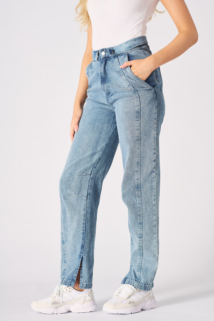 DETACHABLE DENIM JUMPSUIT - BLUE ACID WASH -  Women's Denim Jumpsuits Detachable