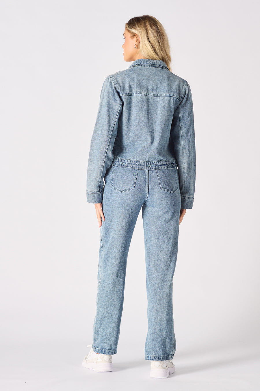 DETACHABLE DENIM JUMPSUIT - BLUE ACID WASH -  Women's Denim Jumpsuits Detachable
